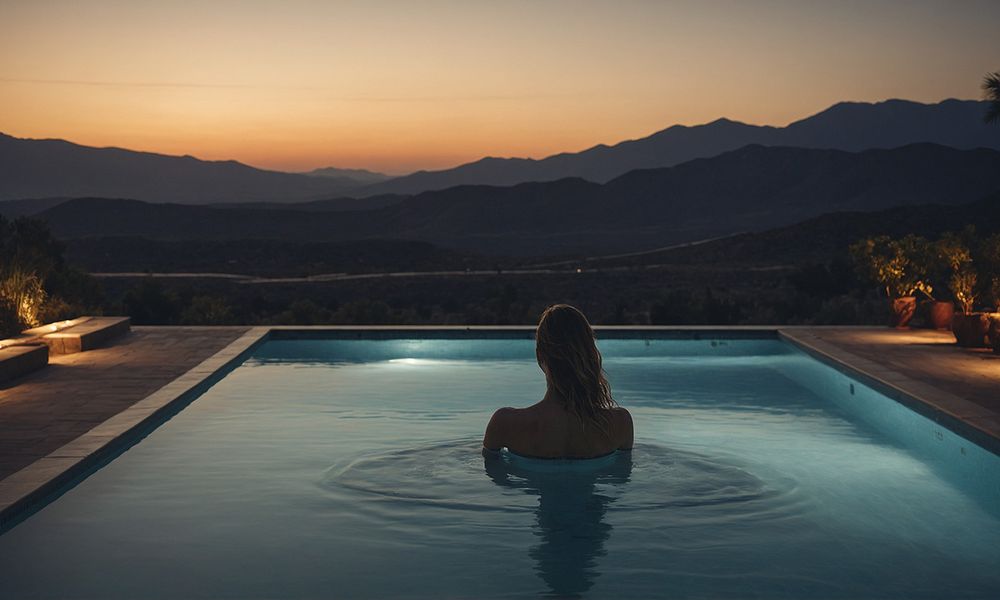 Shipping Container Swimming Pool Desert Sunset