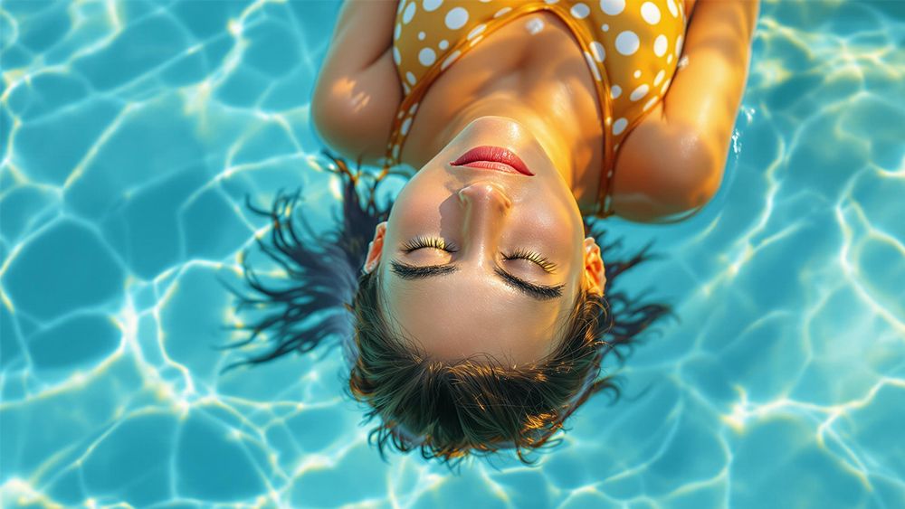 Woman relaxing in pool